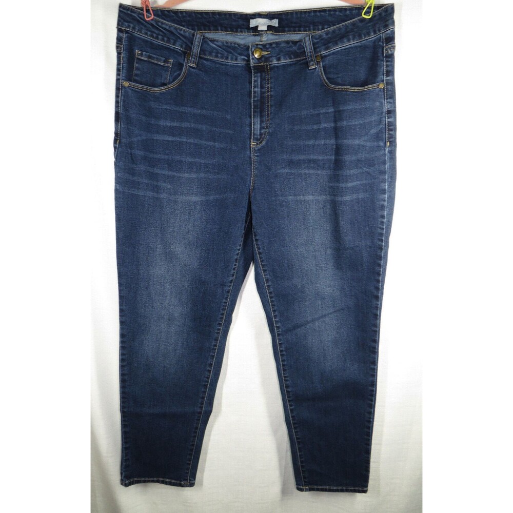 Woman Within Plus 20W Dark Wash Stretch Denim Slim Fit Jeans